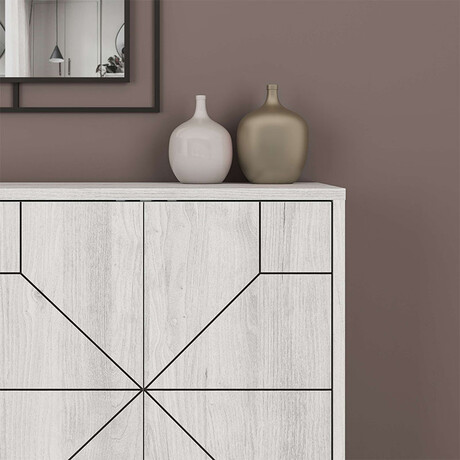 Μπουφές Μελαμίνης Dune Megapap Χρώμα Λευκό Αντικέ 123x35x77,4εκ.