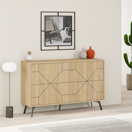 Μπουφές Μελαμίνης Dune Megapap Χρώμα Φυσικό Οξιάς 123x35x77,4εκ.