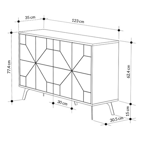 Μπουφές Μελαμίνης Dune Megapap Χρώμα Φυσικό Οξιάς 123x35x77,4εκ.