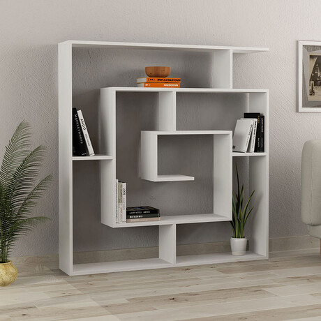Βιβλιοθήκη Μελαμίνης Labirent Megapap Χρώμα Λευκό 125x22x129εκ.