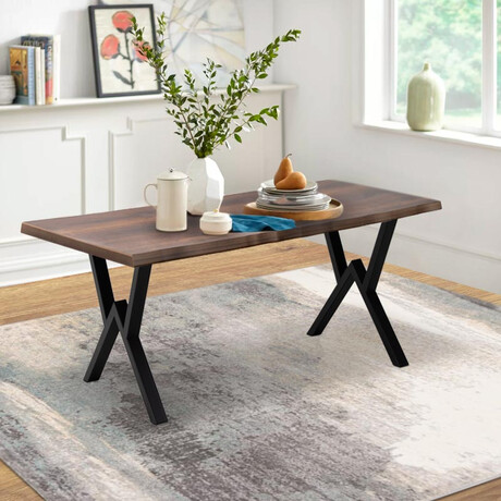 Τραπέζι Walter Megapap mdf - Μεταλλικό Χρώμα Καρυδί 160x80x75εκ.