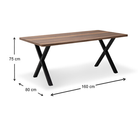 Τραπέζι Jeremy Megapap mdf - Μεταλλικό Χρώμα Καρυδί 160x80x75εκ.