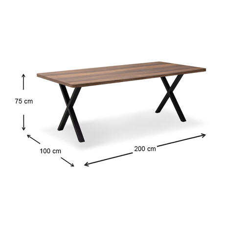 Τραπέζι Jeremy Megapap mdf - Μεταλλικό Χρώμα Καρυδί 200x100x75εκ.
