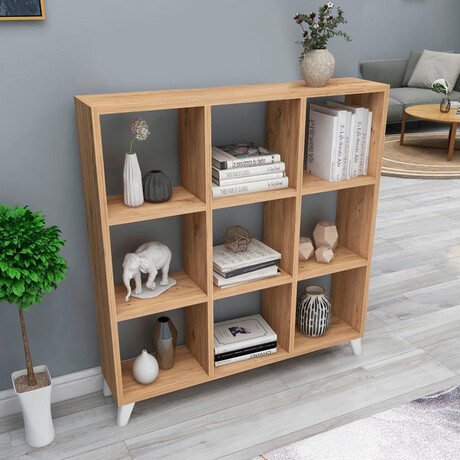 Βιβλιοθήκη Μελαμίνης Saul Megapap Χρώμα Pine oak 88,2x20x88,2εκ.