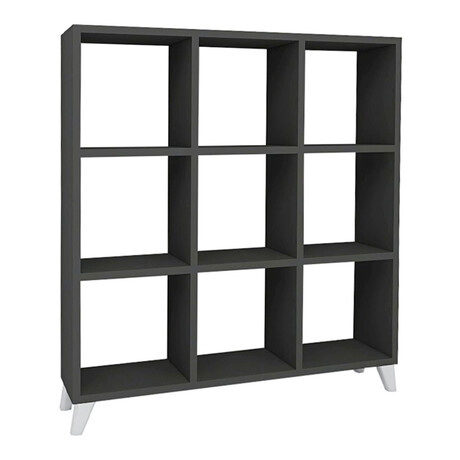 Βιβλιοθήκη Μελαμίνης Saul Megapap Χρώμα Ανθρακί 88,2x20x88,2εκ.