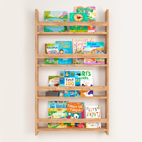 Επιτοίχια Βιβλιοθήκη - Ραφιέρα Montessori Megapap από Μελαμίνη Χρώμα Pine oak 70x10x120εκ.