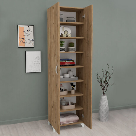 Ντουλάπα - Παπουτσοθήκη Μελαμίνης Lilly Megapap Χρώμα Pine oak 49x32x178εκ.