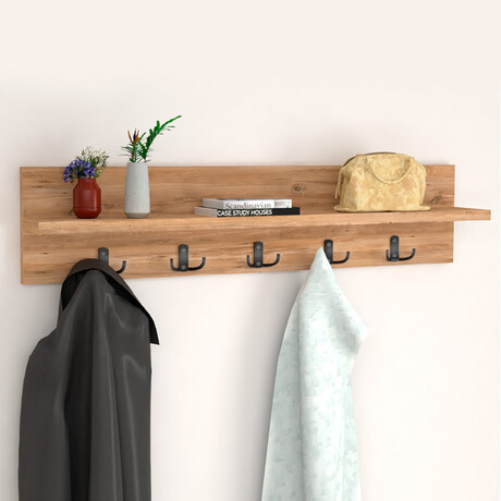 Κρεμάστρα Τοίχου Kery Megapap από Μελαμίνη Χρώμα Pine oak 80x11x18εκ.