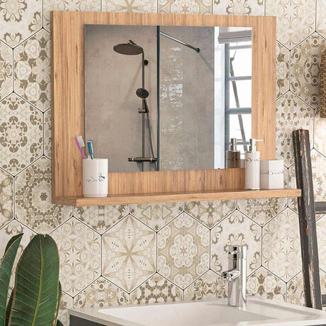 Καθρέφτης Μπάνιου Devlin Megapap από Μελαμίνη Χρώμα Pine oak 60x10x45εκ.