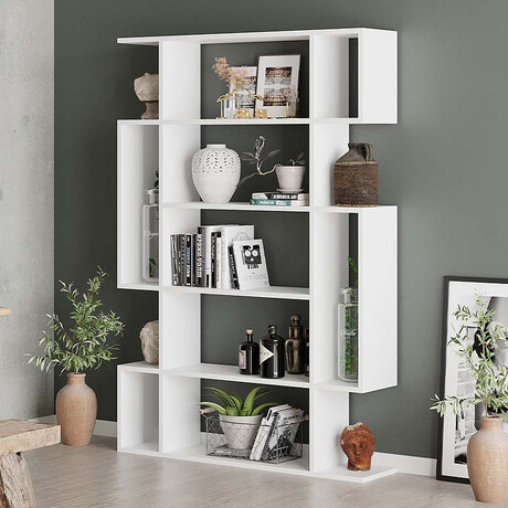 Βιβλιοθήκη Μελαμίνης Mito Megapap Χρώμα Λευκό 108x25x161εκ.