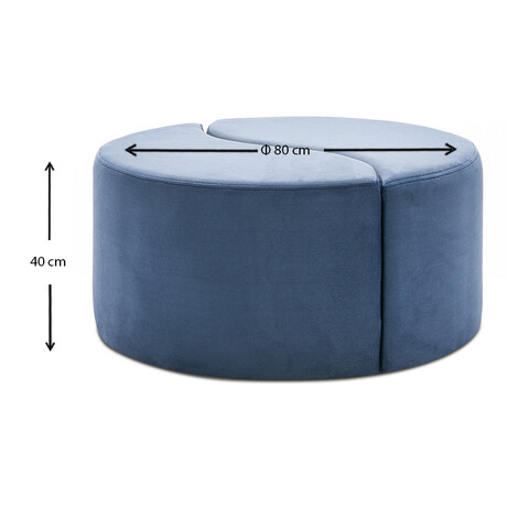 Σκαμπώ Alis Megapap Βελούδινο Χρώμα Μπλε 80x80x40εκ.