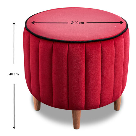 Σκαμπώ Lindy Megapap Βελούδινο Χρώμα Κόκκινο 40x40x40εκ.