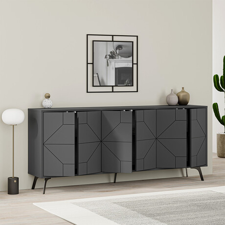 Μπουφές Μελαμίνης Dune Megapap Χρώμα Ανθρακί 184x35x77,4εκ.