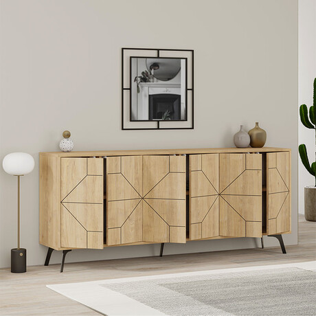 Μπουφές Μελαμίνης Dune Megapap Χρώμα Φυσικό Οξιάς 184x35x77,4εκ.