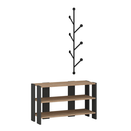 Παπουτσοθήκη με Κρεμάστρα Manc Megapap από Μελαμίνη Χρώμα Ανθρακί - Φυσικό Οξιάς 80x30x43εκ.