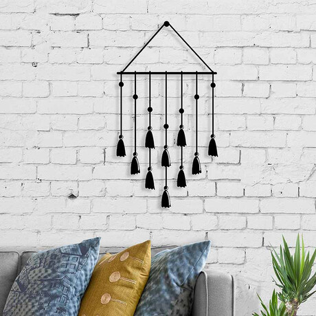 Διακοσμητικό Τοίχου Tassel Megapap Μεταλλικό Χρώμα Μαύρο 32,6x2x60εκ.