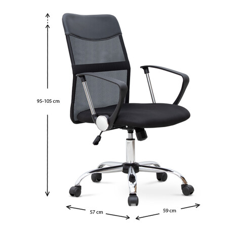 Καρέκλα Γραφείου Franco Megapap με Ύφασμα Mesh Χρώμα Μαύρο 59x57x95/105εκ.