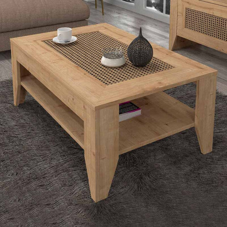 Τραπεζάκι Σαλονιού Madura Megapap από Μελαμίνη Χρώμα Sapphire oak 90x60x40εκ.