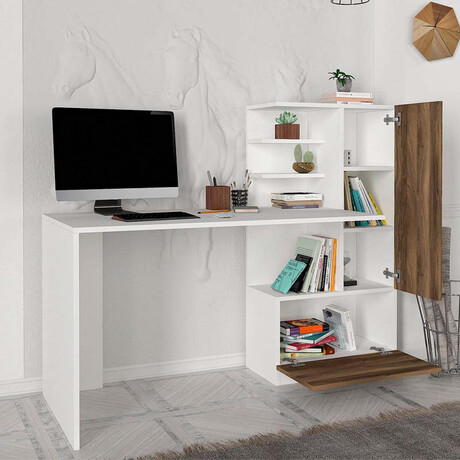 Γραφείο Εργασίας Merino Megapap από Μελαμίνη Χρώμα Λευκό - Καρυδί 149,5x61,8x120εκ. Γραφείο Εργασίας Merino Megapap από Μελαμίνη Χρώμα Λευκό - Καρυδί 149,5x61,8x120εκ.