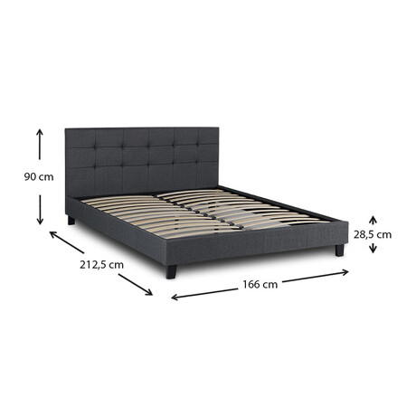 Κρεβάτι Sissy Megapap Υφασμάτινο Χρώμα Ανθρακί 160x200εκ.