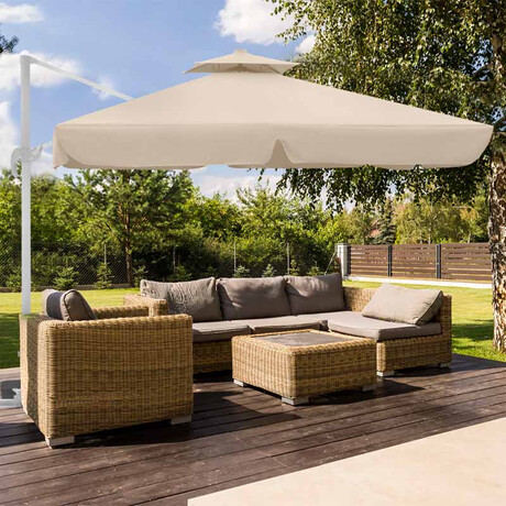 Ομπρέλα Κρεμαστή Επαγγελματική Pearl Megapap Τηλεσκοπική Αλουμινίου Χρώμα Εκρού 3x3m.