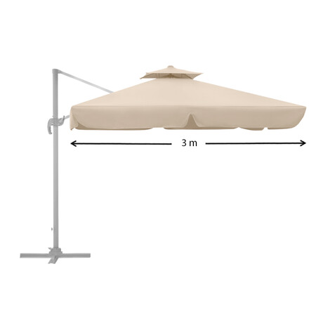 Ομπρέλα Κρεμαστή Επαγγελματική Pearl Megapap Τηλεσκοπική Αλουμινίου Χρώμα Εκρού 3x3m.