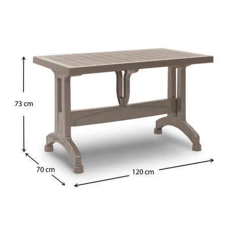 Τραπέζι Πολυπροπυλενίου Callan Megapap Χρώμα Cappuccino 120x70x73εκ.