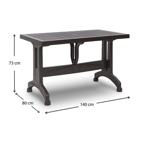 Τραπέζι Πολυπροπυλενίου Callan Megapap Χρώμα Καφέ 140x80x73εκ.