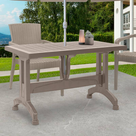 Τραπέζι Πολυπροπυλενίου Callan Megapap Χρώμα Cappuccino 140x80x73εκ.