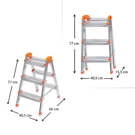Σκάλα Double Step Perilla Μεταλλική 3+3 Σκαλοπάτια 71εκ.