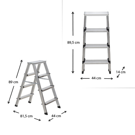 Σκάλα Double Step Perilla Αλουμινίου 4+4 Σκαλοπάτια 82,5εκ.