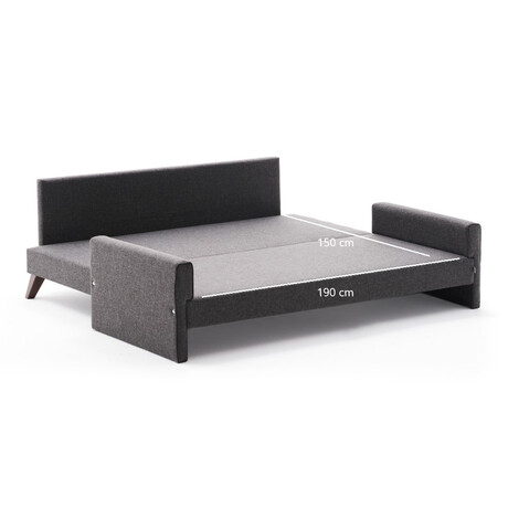 Καναπές - Κρεβάτι Bella Megapap Τριθέσιος Υφασμάτινος Χρώμα Ανθρακί 208x81x85εκ.