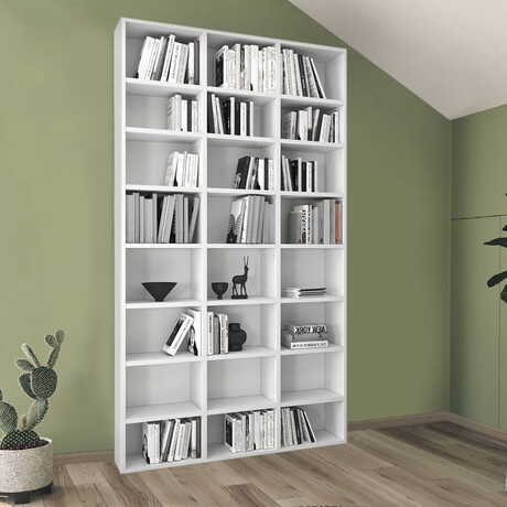 Βιβλιοθήκη Μελαμίνης Fyodor Megapap Χρώμα Λευκό 102x16x178εκ.