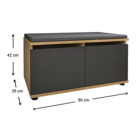 Παπουτσοθήκη Μελαμίνης Twain Megapap 8 Ζευγών Χρώμα Sapphire oak - Ανθρακί 80x35x42εκ.