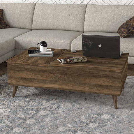 Τραπεζάκι Σαλονιού roy Megapap με Σερβιτόρο από Μελαμίνη Χρώμα Καρυδί 121x69x40εκ.