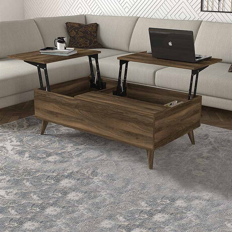 Τραπεζάκι Σαλονιού roy Megapap με Σερβιτόρο από Μελαμίνη Χρώμα Καρυδί 121x69x40εκ.