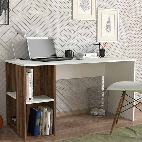 Γραφείο Εργασίας Coral Megapap από Μελαμίνη Χρώμα Λευκό - Καρυδί 140x60x75εκ. Γραφείο Εργασίας Coral Megapap από Μελαμίνη Χρώμα Λευκό - Καρυδί 140x60x75εκ.