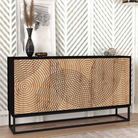 Μπουφές Μελαμίνης Themis Megapap Χρώμα Μαύρο - Sapphire oak 150x35x83,6εκ.