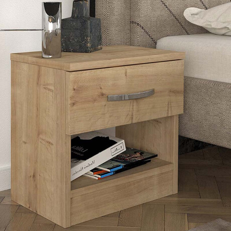 Κομοδίνο Μελαμίνης Lube Megapap Χρώμα Sapphire oak 40x28,2x40εκ.