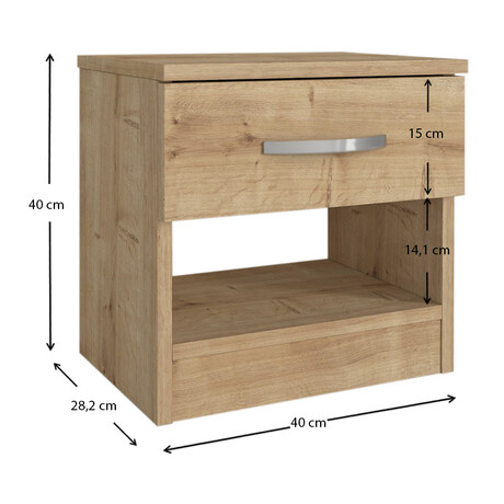 Κομοδίνο Μελαμίνης Lube Megapap Χρώμα Sapphire oak 40x28,2x40εκ.