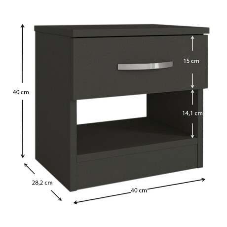 Κομοδίνο Μελαμίνης Lube Megapap Χρώμα Ανθρακί 40x28,2x40εκ.
