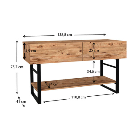 Κονσόλα Μελαμίνης Aron Megapap Χρώμα Atlantic Pine 138,8x41x75,7εκ.