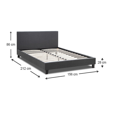 Κρεβάτι Flat Megapap Υφασμάτινο Χρώμα Ανθρακί 150x200εκ.