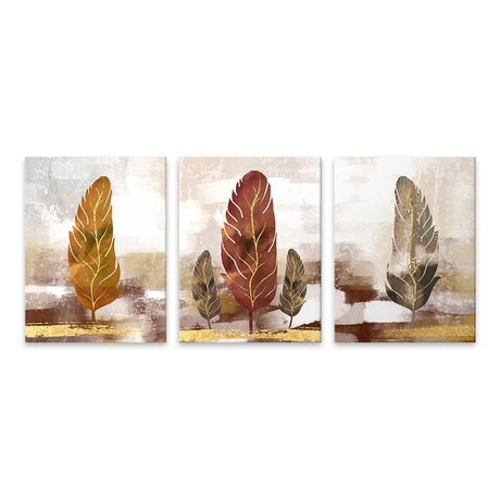 Πίνακας σε Καμβά "autumn Leaves" Megapap Τρίπτυχος Ψηφιακής Εκτύπωσης 126x55x3εκ.