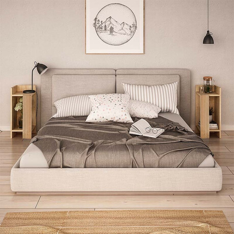 Κομοδίνο Μελαμίνης Elos Megapap σετ 2 Τεμαχίων Χρώμα Sapphire oak 25x27x60εκ.