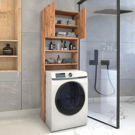 Έπιπλο Πλυντηρίου Ramsey Megapap από Μελαμίνη Χρώμα Pine oak 65x27x190,6εκ.