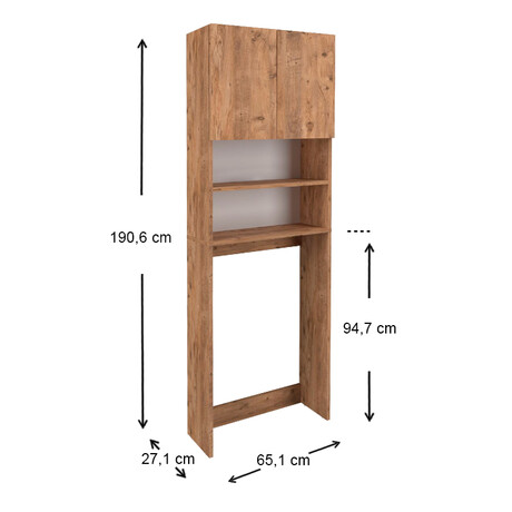 Έπιπλο Πλυντηρίου Ramsey Megapap από Μελαμίνη Χρώμα Pine oak 65x27x190,6εκ.