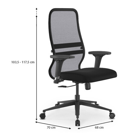 Καρέκλα Γραφείου b2-8d Megapap Εργονομική με Ύφασμα Mesh Χρώμα Μαύρο 68x70x103,5/117,5εκ.