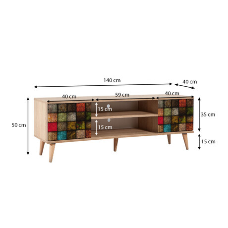 Έπιπλο Τηλεόρασης Soho Megapap από Μελαμίνη Χρώμα Sonoma 148x40x50 εκ.