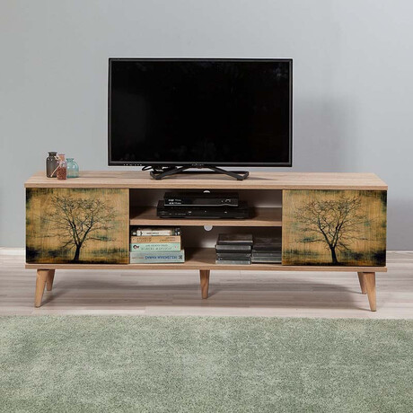 Έπιπλο Τηλεόρασης Soho Megapap από Μελαμίνη Χρώμα Sonoma 148x40x50 εκ.